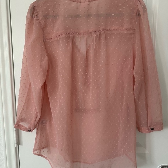 Nila Pink Polka Dot Sheer Blouse with Button Down - Picture 2 of 4